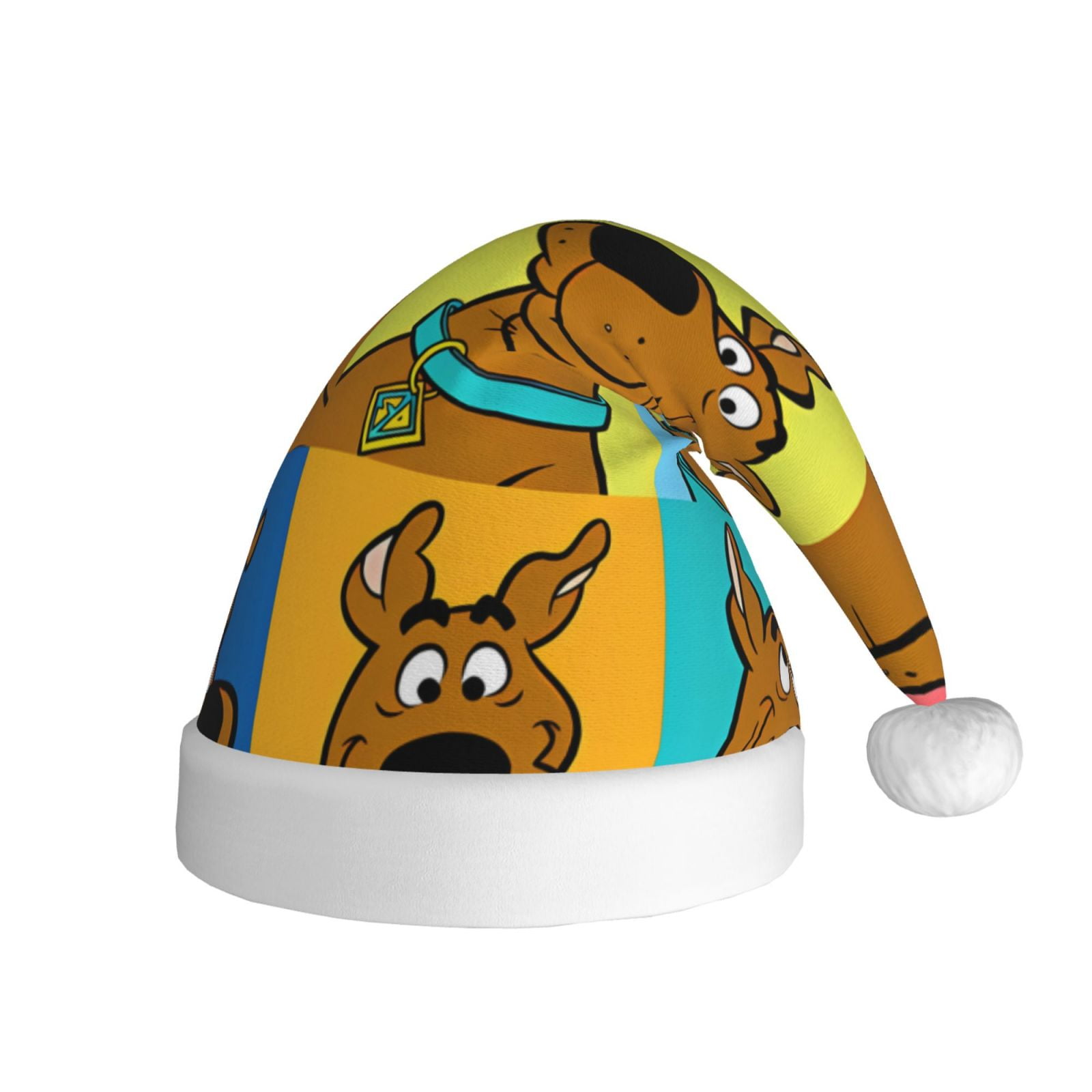 Gokiu Scooby-Doo Santa Hat Christmas Hats for Adults Holiday Unisex Plush Beanie for Xmas New Year Party Headwear