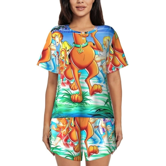 Gokiu Scooby-Doo Womens Pajama Sets Lounge Short Sleeve Pjs Soft Loungewear Comfy Sleepwear