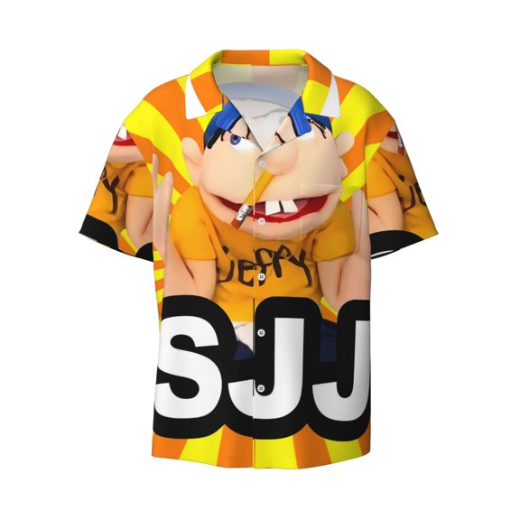 Gokiu Sml Jeffy Men's Button Down Shirts Short Sleeve Casual Shirts Beach Summer Shirt with Pocket