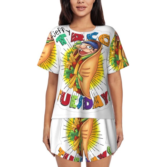 Gokiu Sml Jeffy Womens Pajama Sets Lounge Short Sleeve Pjs Soft Loungewear Comfy Sleepwear