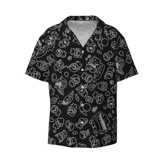Gokiu The Binding of Isaac Men's Button Down Shirts Short Sleeve Casual Shirts Beach Summer Shirt with Pocket