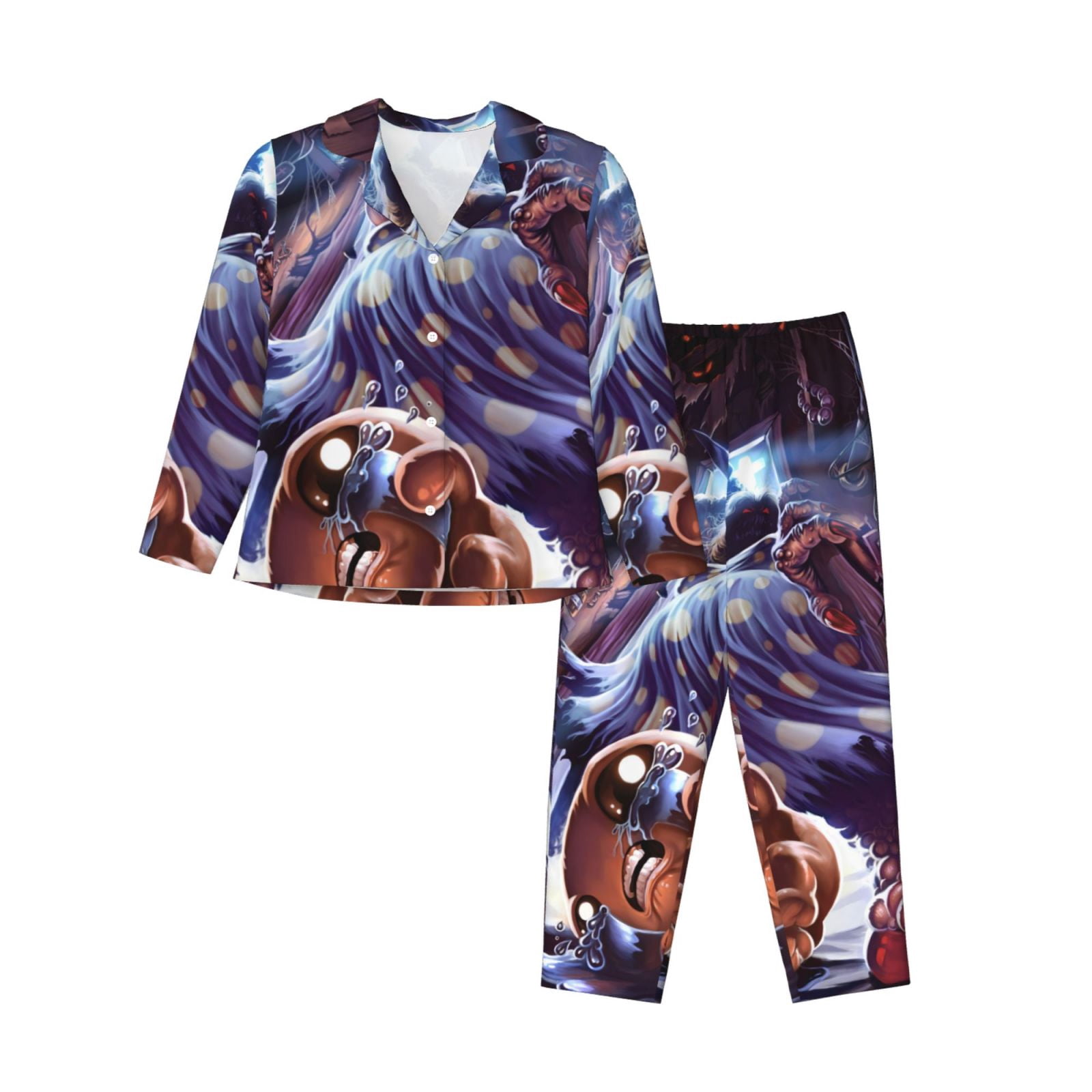 Gokiu The Binding of Isaac Women's Pajama Sets Long Sleeve Button Down ...