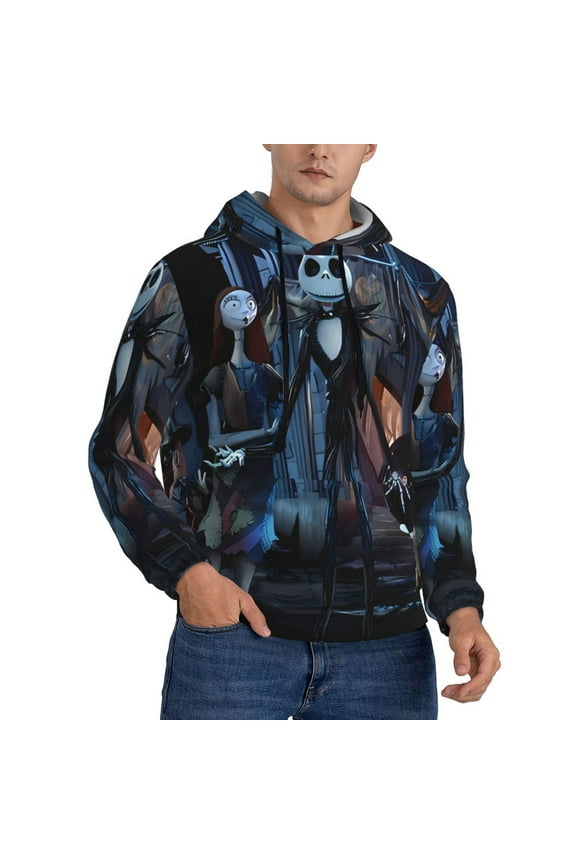 The Nightmare Before Christmas Mens Hooded Pullover Drawstring Hoodeds Casual Sweatshirts with Pocket