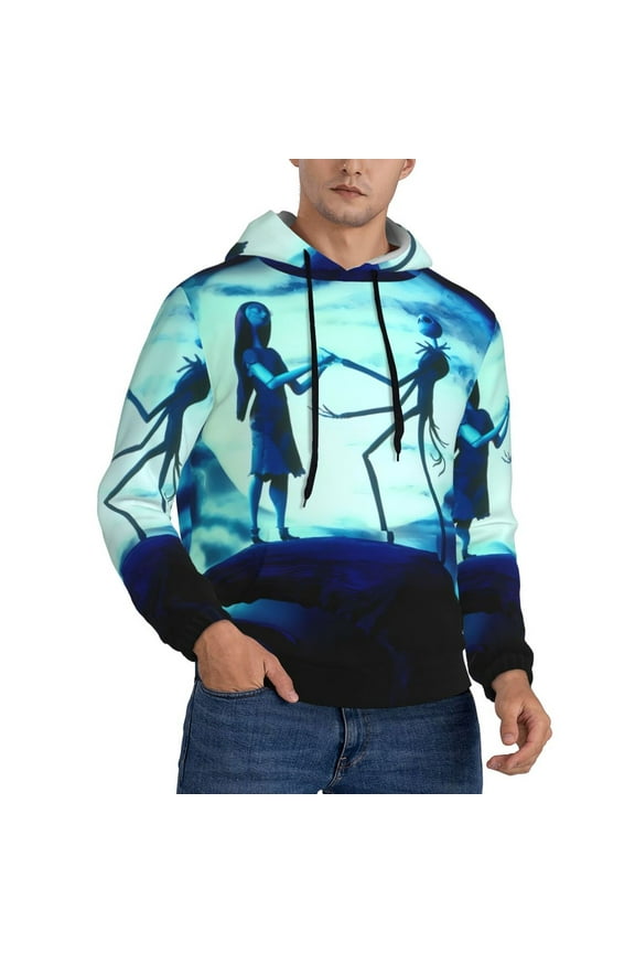 The Nightmare Before Christmas Mens Hooded Pullover Drawstring Hoodeds Casual Sweatshirts with Pocket