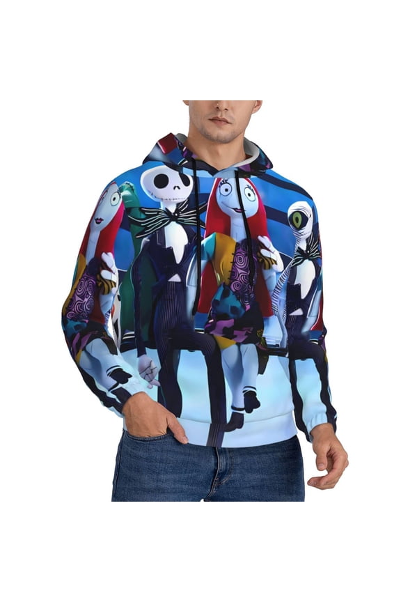The Nightmare Before Christmas Mens Hooded Pullover Drawstring Hoodeds Casual Sweatshirts with Pocket