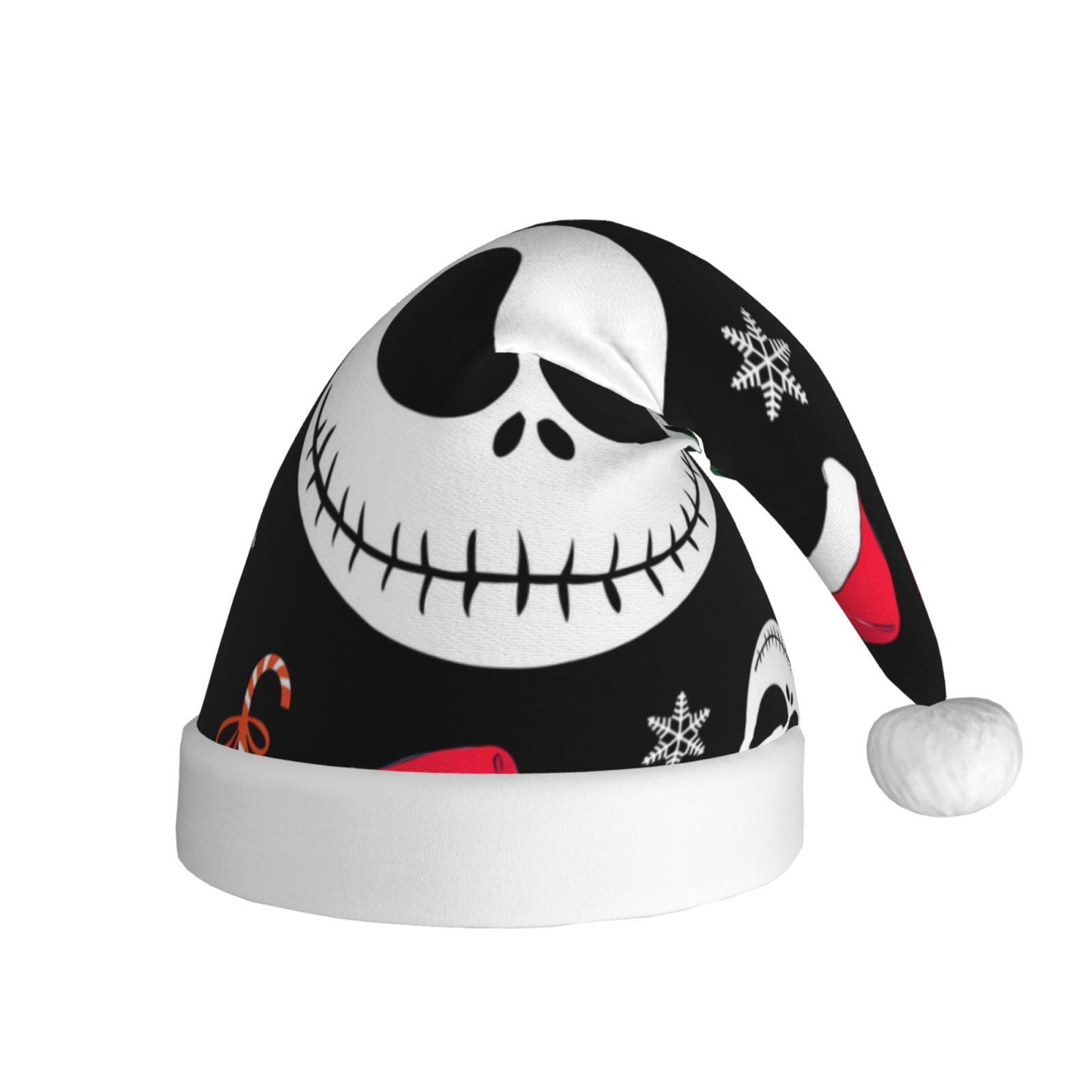Gokiu The Nightmare Before Christmas Santa Hat Christmas Hats for Adults Holiday Unisex Plush Beanie for Xmas New Year Party Headwear