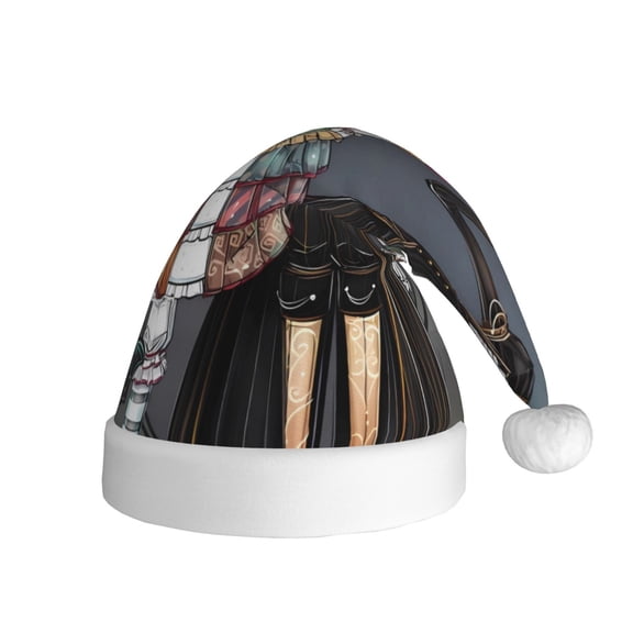 Gokiu The Nightmare Before Christmas Santa Hat Christmas Hats for Adults Holiday Unisex Plush Beanie for Xmas New Year Party Headwear