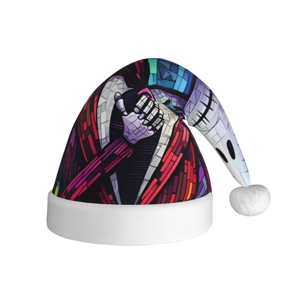Gokiu The Nightmare Before Christmas Santa Hat Christmas Hats for Adults Holiday Unisex Plush Beanie for Xmas New Year Party Headwear