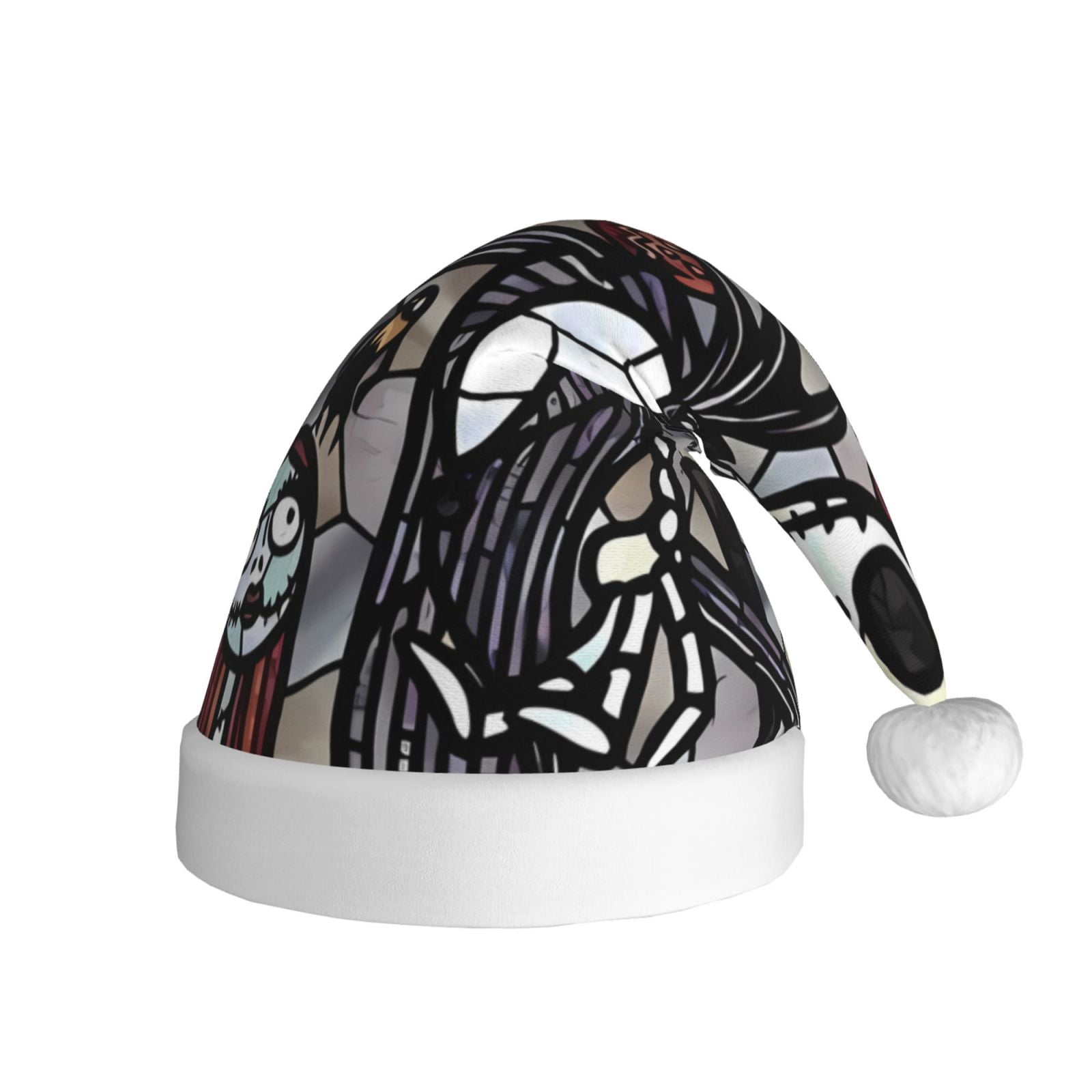 Gokiu The Nightmare Before Christmas Santa Hat Christmas Hats for Adults Holiday Unisex Plush Beanie for Xmas New Year Party Headwear