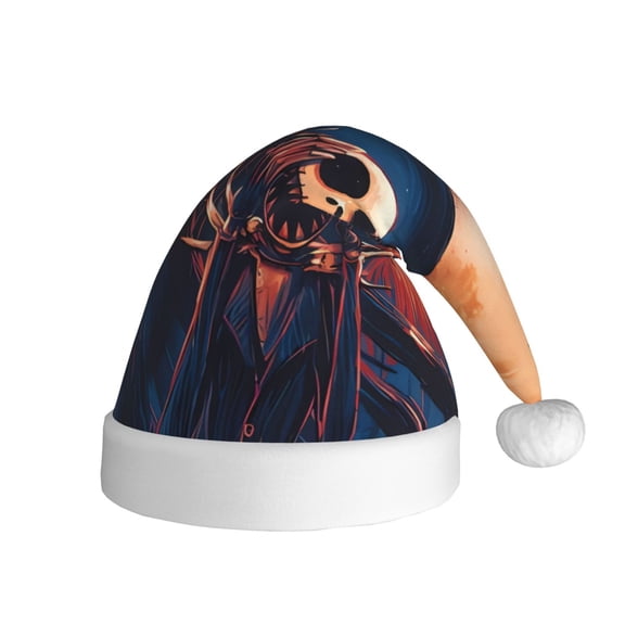 Gokiu The Nightmare Before Christmas Santa Hat Christmas Hats for Adults Holiday Unisex Plush Beanie for Xmas New Year Party Headwear