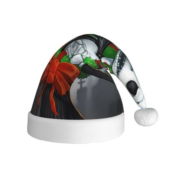 Gokiu The Nightmare Before Christmas Santa Hat Christmas Hats for Adults Holiday Unisex Plush Beanie for Xmas New Year Party Headwear