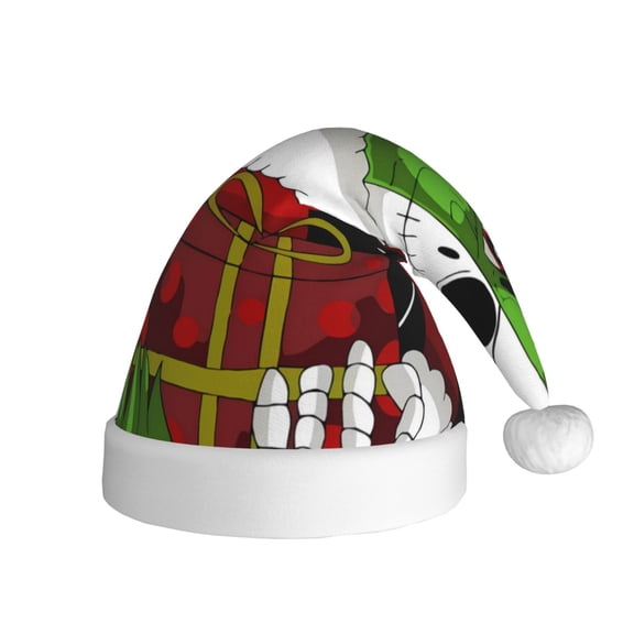 Gokiu The Nightmare Before Christmas Santa Hat Christmas Hats for Adults Holiday Unisex Plush Beanie for Xmas New Year Party Headwear