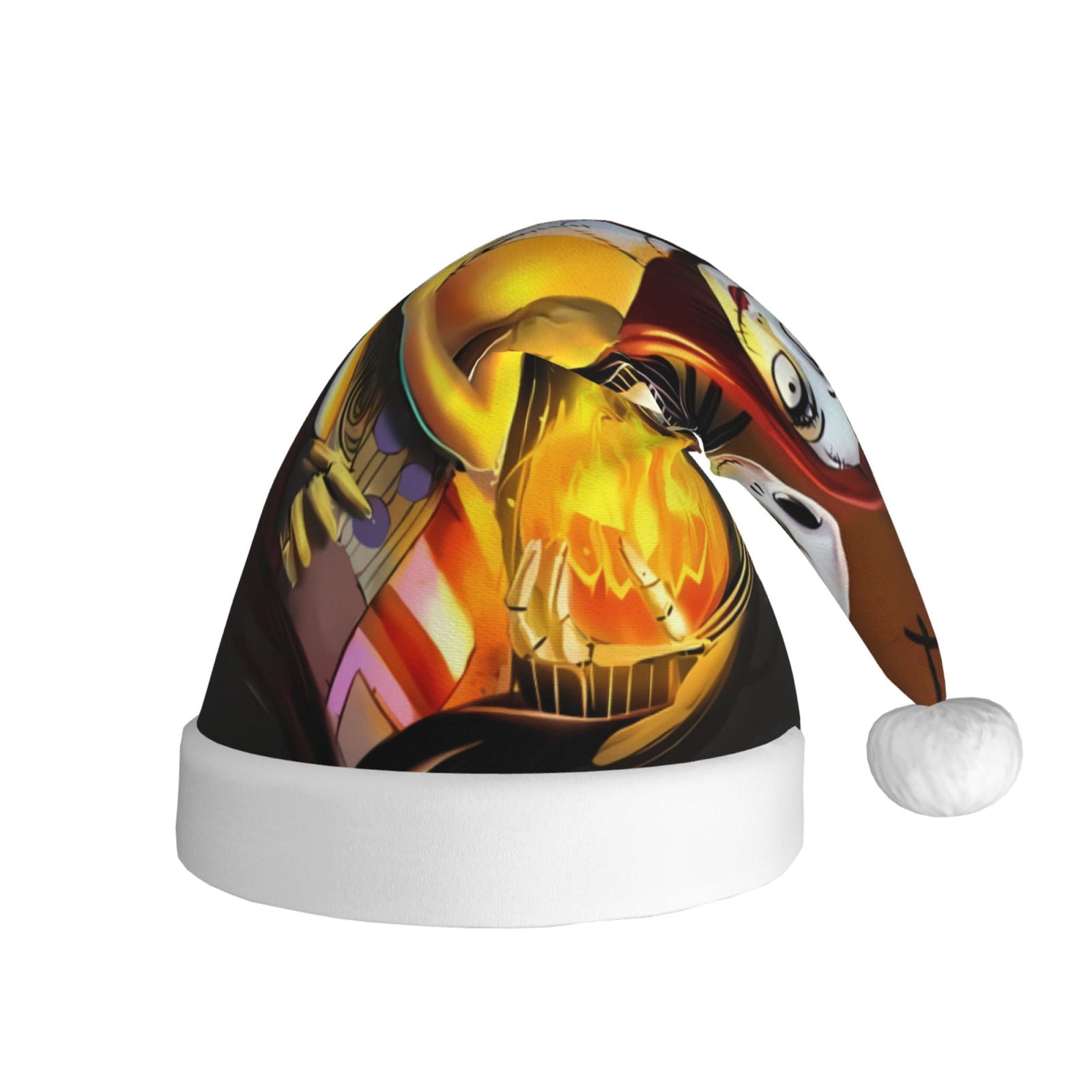 Gokiu The Nightmare Before Christmas Santa Hat Christmas Hats for Adults Holiday Unisex Plush Beanie for Xmas New Year Party Headwear