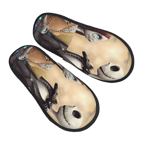 Gokiu The Nightmare Before Christmas Slippers for Women Fuzzy House Shoes Anti-Skid Sole Indoor Outdoor Slide Slipper
