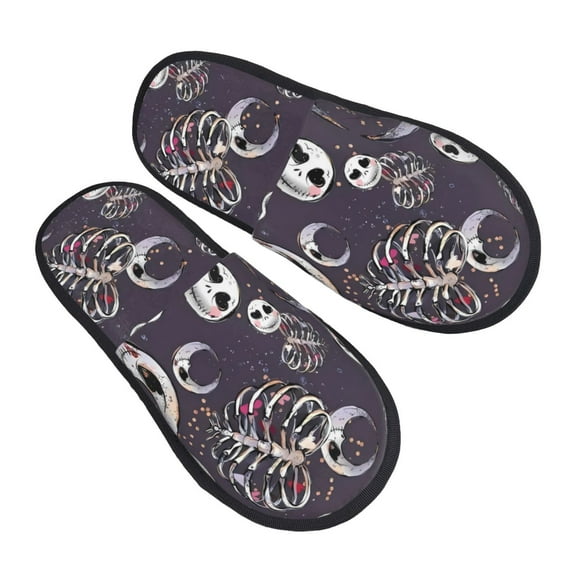 Gokiu The Nightmare Before Christmas Slippers for Women Fuzzy House Shoes Anti-Skid Sole Indoor Outdoor Slide Slipper