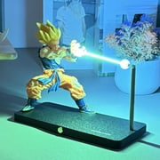 Goku Night Lamp Magnetic, Super Saiyan Night Light, LED Wave Effect, Magnetic Display Stand (Blue) (Orange)