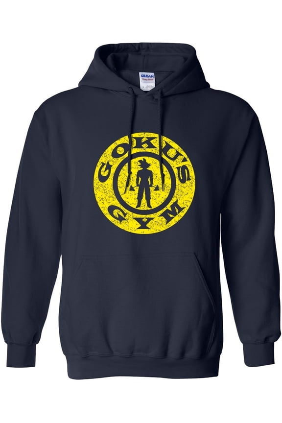Goku's Gym Hoodie Fun Anime Sweatshirt Vintage Print Navy M