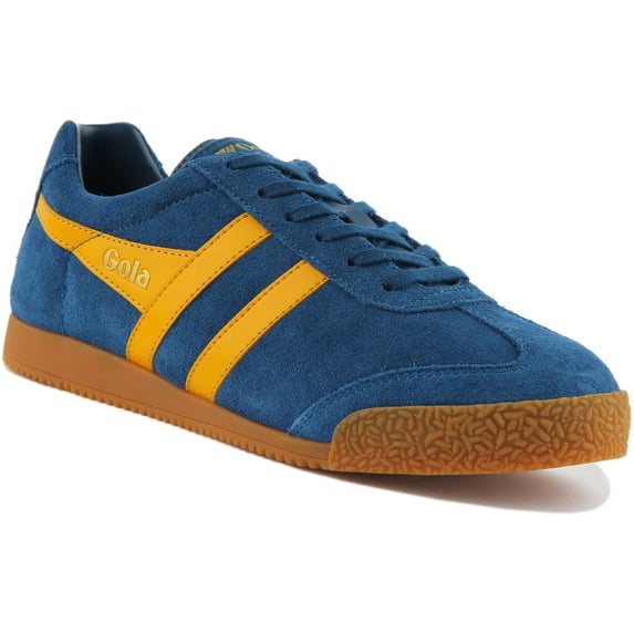 Gola Classics Harrier Men's Suede Leather Lace Up Retro Trainers In Marine Blue Size 11