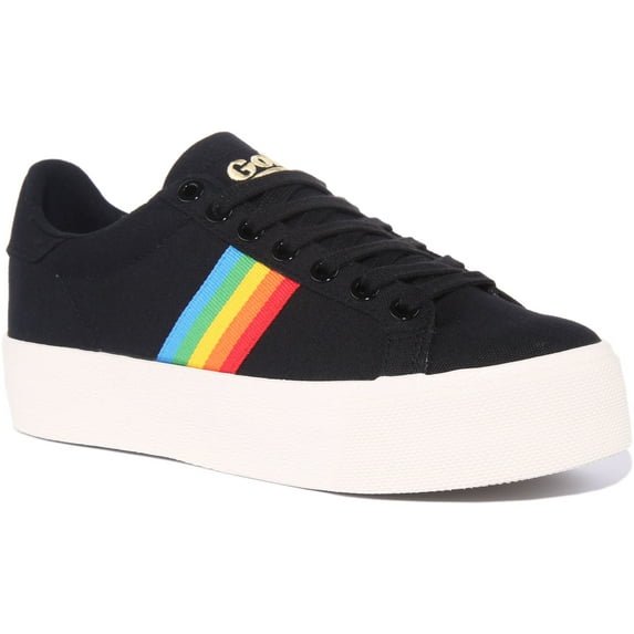 Gola Classics Orchid Platform Women's Vegan Rainbow Sneakers In Black Size 5