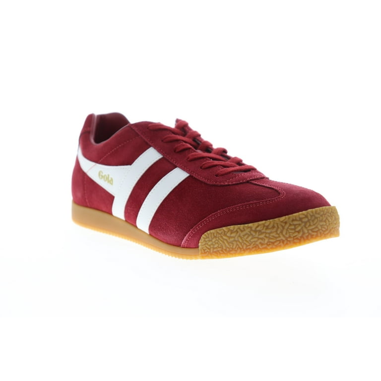 Gola Harrier Suede Mens Red Suede Lace Up Low Top Sneakers Shoes