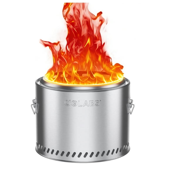 Golabs 19.5" Portable Smokeless Fire Pit for Outside, Stainless Steel Outdoor Firepit for Backyard, Camping & Beach