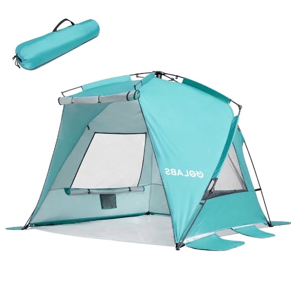 Golabs BT1 3-Person Instant Beach Tent, 7 lbs Lightweight, Easy 1-Minute Setup Pop-Up Tent, UPF 50+, Pocket and Hook, Green