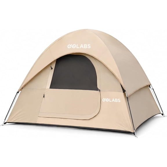 Golabs CT1 2 Person Camping Tent, Easy Set Up in 3 Mins, PU800mm Waterproof w/Mesh Top & Door with Ventilation, Lightweight 4.4lbs Portable Family Tent with Carry Bag &Interior Storage Pockets &Hook