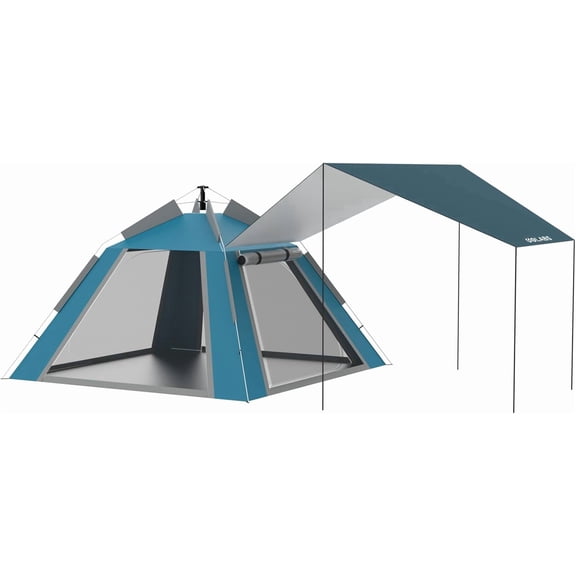 Golabs CT2 3-4 Person Instant Camping Tent – 1-Min Setup with Pre-Attached Pole, PU1500mm Waterproof, Carry Bag, for Family,Blue
