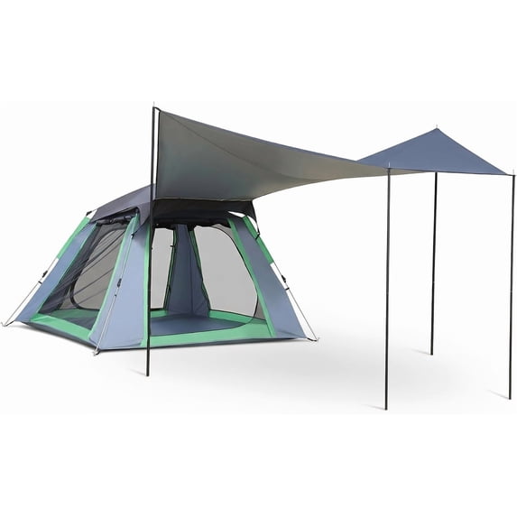 Golabs CT2 3-4 Person Instant Camping Tent – 1-Min Setup with Pre-Attached Pole, PU1500mm Waterproof, Carry Bag, for Family,Gray