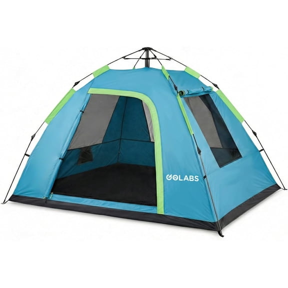 Golabs CT3 2-Person Instant Camping Tent - 4.8lbs Lightweight Portable Tent with 60-Second Setup, Mesh Windows & Storage Pockets, Blue