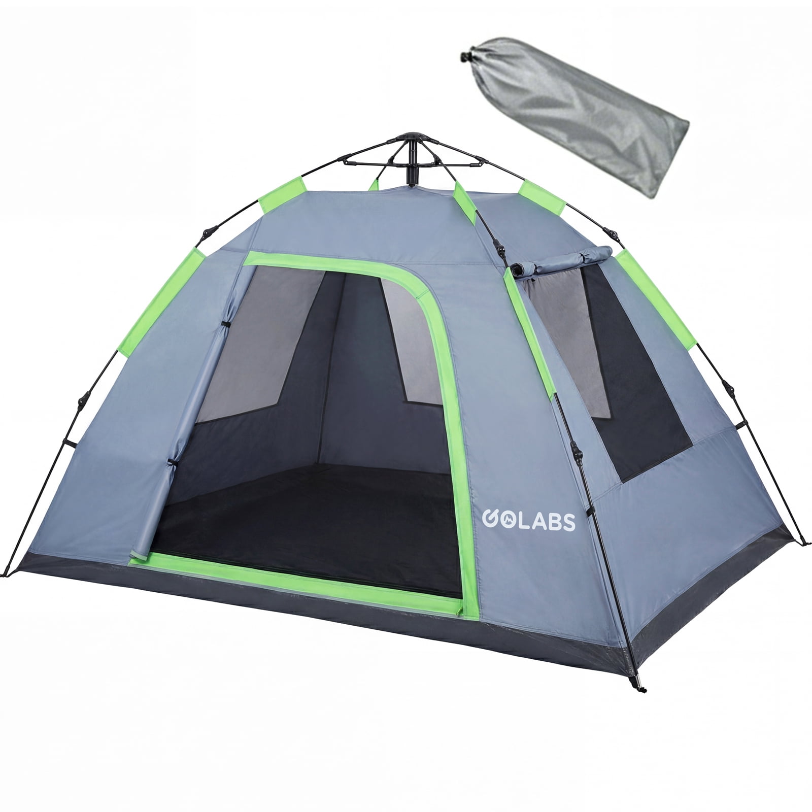 Golabs CT3 2-Person Instant Camping Tent, 4.8lbs Lightweight, Portable, Easy 1-Minute Setup Pop-Up Tent for Outdoor, Gray