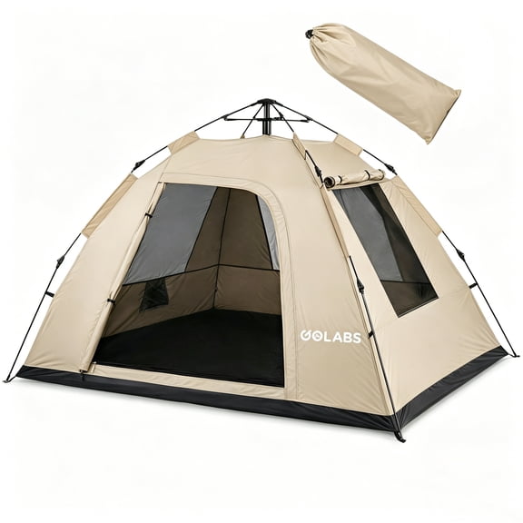 Golabs CT3 2-Person Instant Camping Tent, 4.8lbs Lightweight, Portable, Easy 1-Minute Setup Pop-Up Tent for Outdoor, Khaki