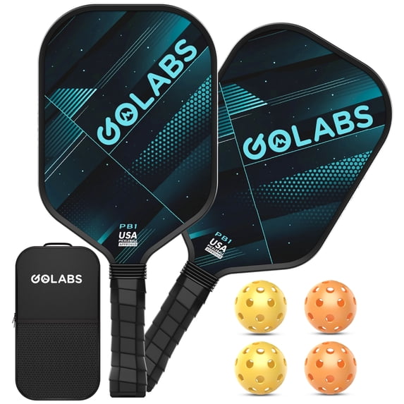 Golabs PB1 Pickleball Paddles Set, Durable Fiberglass Surface Paddles with 4 Balls for All Levels Adult & Beginner, Darkblue