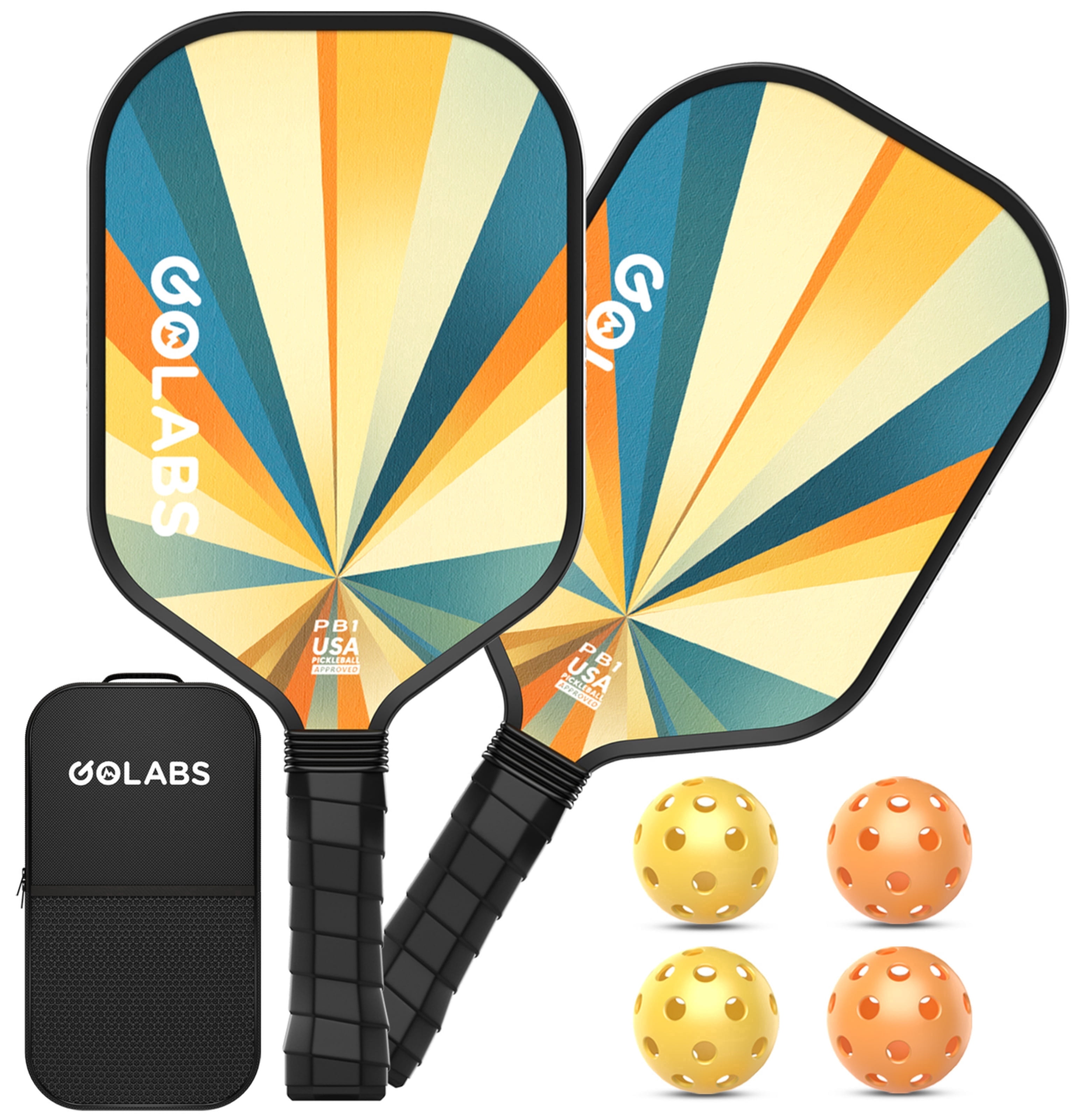Set Pickleball GoSports GS1 | 2 Racchette In Fibra Di Vetro + 2 Palline, Approvate USAPA, Per Principianti E Intermedi