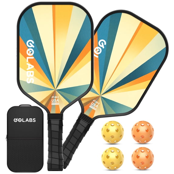 Golabs PB1 Fiberglass Pickleball Starter Set for All Ages and Levels, with 4 Balls & Carry Bag, Yellow