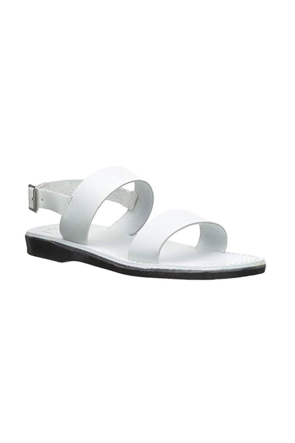 Jerusalem Sandals Golan - Leather Slingback Flat Sandal - Womens Sandals (White, 39)