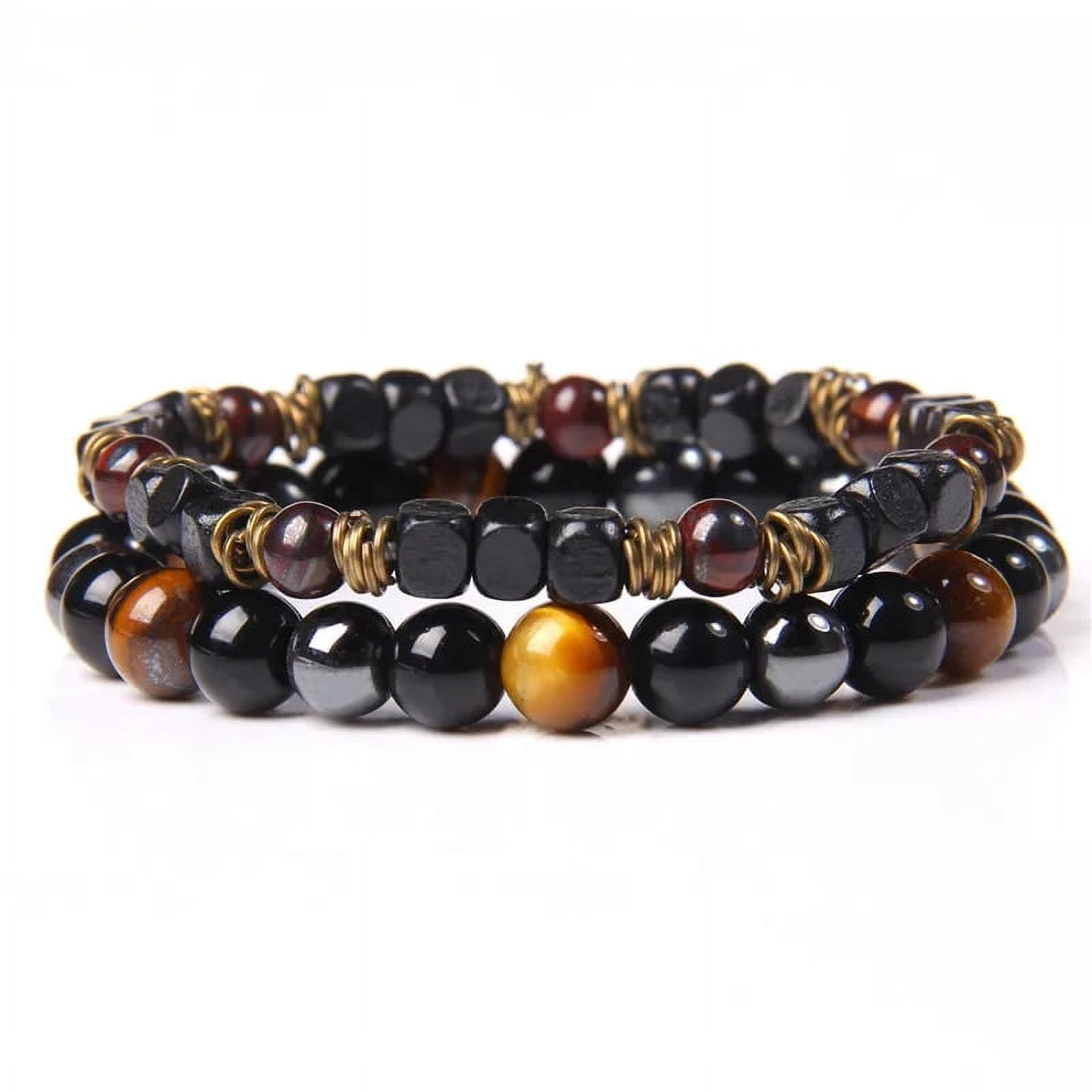 Triple Protection Bracelets for Men Women,Tiger Eye Hematite Obsidian Beaded Healing Crystal Adjustable Bracelets for Women Men Jewelry Gift Triple Protection Bracelets for Men Women,Tiger Eye Hematite Obsidian Beaded Healing Crystal Adjustable Bracelets for Women Men Jewelry Gift