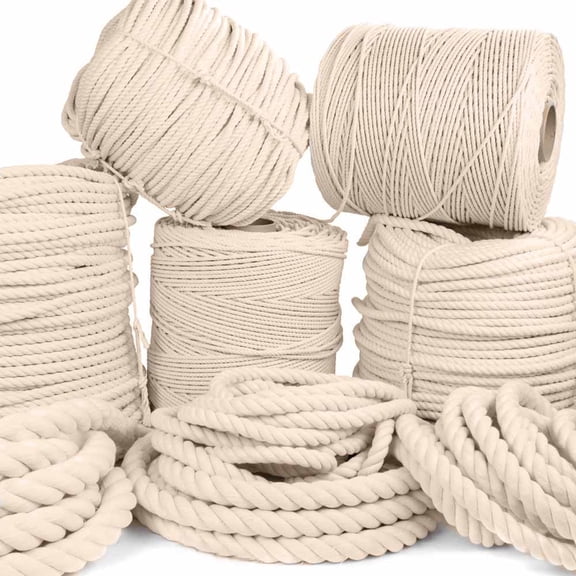 Golberg | 100% Natural White Twisted Cotton Rope (3/8 Inch, 100 FT)
