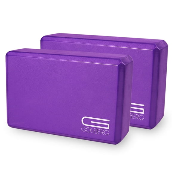 Golberg Foam Yoga Block – For Fitness, High Intensity Support and Improving Strength or Flexibility Pink/Green/Dark Green/Purple/Blue – 1/2/4 Pack