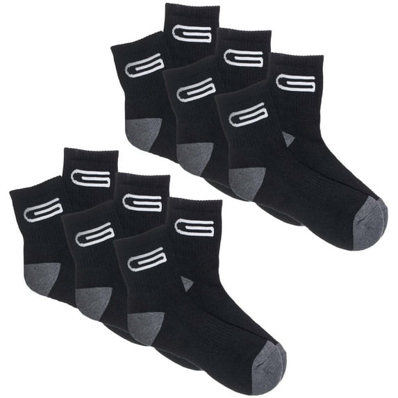 Golberg Men's Mid-Calf Crew Socks in Black, Charcoal Gray & White - 6 Pack of Sweat Wicking Sport Socks - Cushion Fit (Size - Medium)