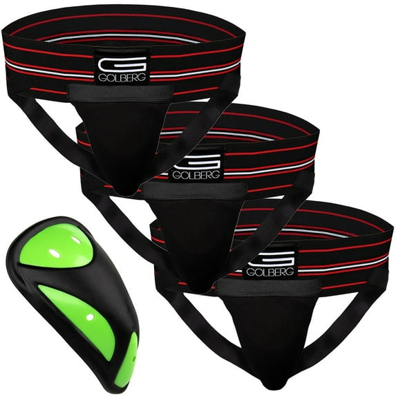 Golberg Mens Super Soft Athletic Supporters – Choose from 8 Colors and 5 Sizes – Black, X-Large 3 Pack – Cup Included
