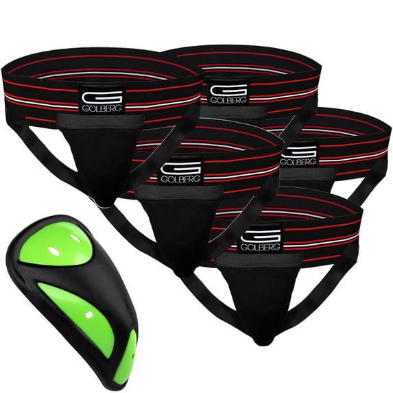 Golberg Mens Super Soft Athletic Supporters – Choose from 8 Colors and 5 Sizes – Black, X-Small 5 Pack – Cup Included