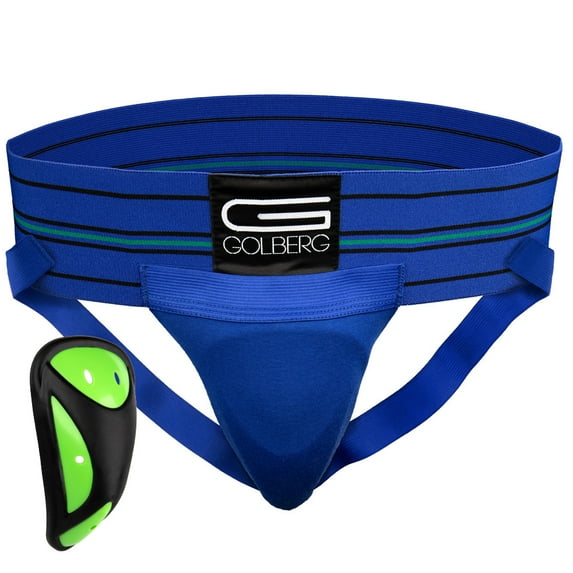 Golberg Mens Super Soft Athletic Supporters – Choose from 8 Colors and 5 Sizes – Blue, X-Large 1 Pack – Cup Included
