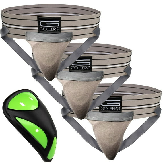 Golberg Mens Super Soft Athletic Supporters – Choose from 8 Colors and 5 Sizes – Gray, X-Large 3 Pack – Cup Included