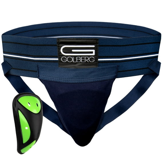 Golberg Mens Super Soft Athletic Supporters – Choose from 8 Colors and 5 Sizes – Midnight Blue, Large 1 Pack – Cup Included