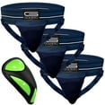 thumbnail image 1 of Golberg Mens Super Soft Athletic Supporters – Choose from 8 Colors and 5 Sizes – Midnight Blue, Large 3 Pack – Cup Included, 1 of 5