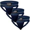 thumbnail image 1 of Golberg Mens Super Soft Athletic Supporters – Choose from 8 Colors and 5 Sizes – Midnight Blue, Small 3 Pack – Without Cup, 1 of 4