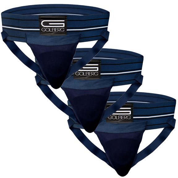 Golberg Mens Super Soft Athletic Supporters – Choose from 8 Colors and 5 Sizes – Midnight Blue, X-Large 3 Pack – Without Cup