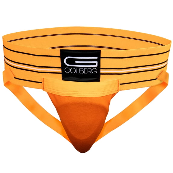 Golberg Mens Super Soft Athletic Supporters – Choose from 8 Colors and 5 Sizes – Orange, Small 1 Pack – Without Cup