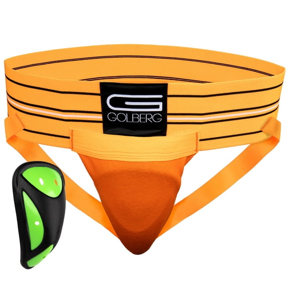 Golberg Mens Super Soft Athletic Supporters – Choose from 8 Colors and 5 Sizes – Orange, X-Large 1 Pack – Cup Included